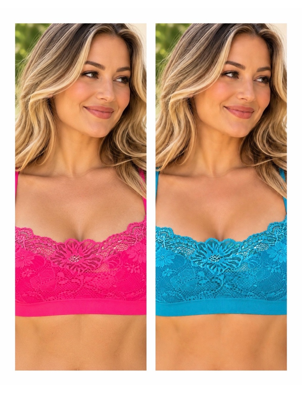 NO BOUNDARIES Bralettes Set Of Two Floral Lace Adjustable Straps Size XL/XXL EUC
